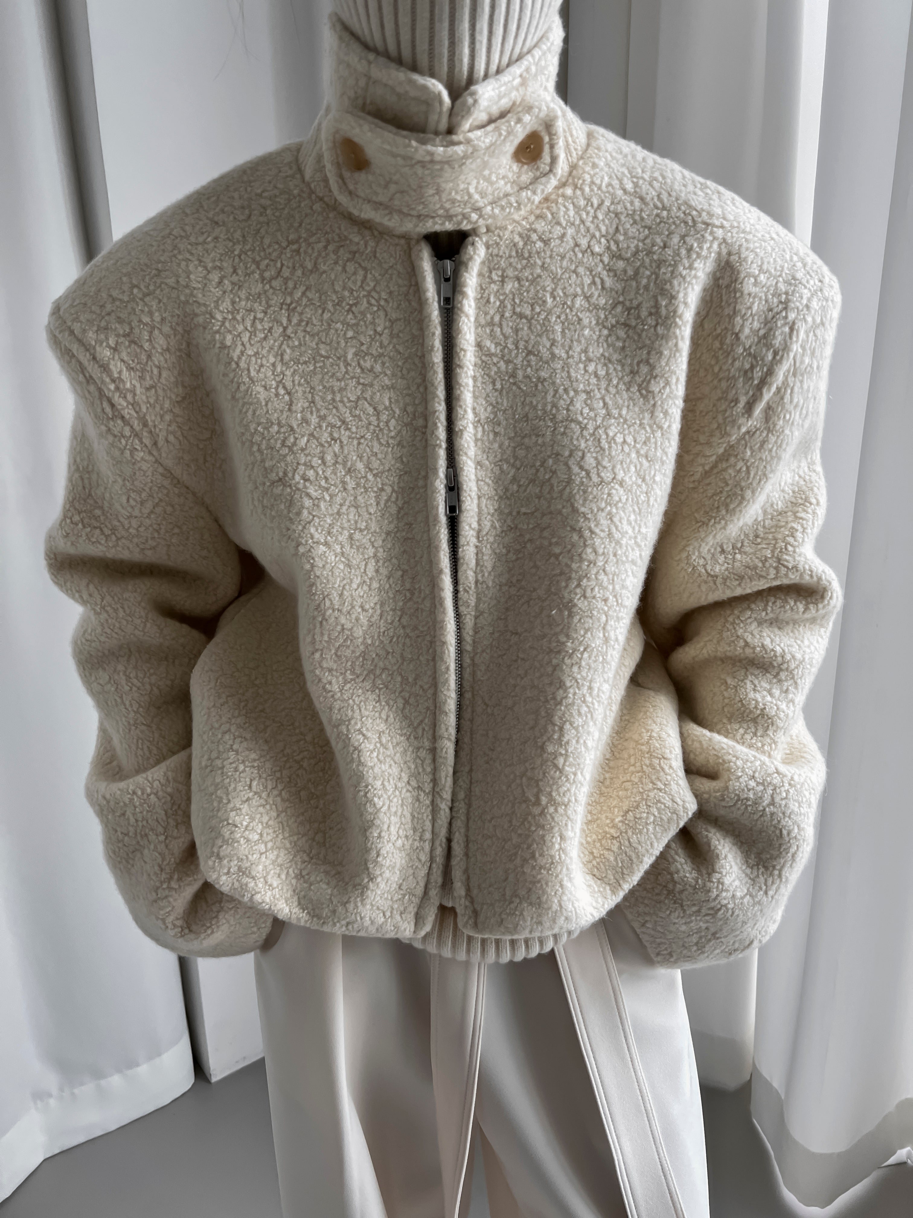 Boucle Sport Zip Up Jacket Vanilla
