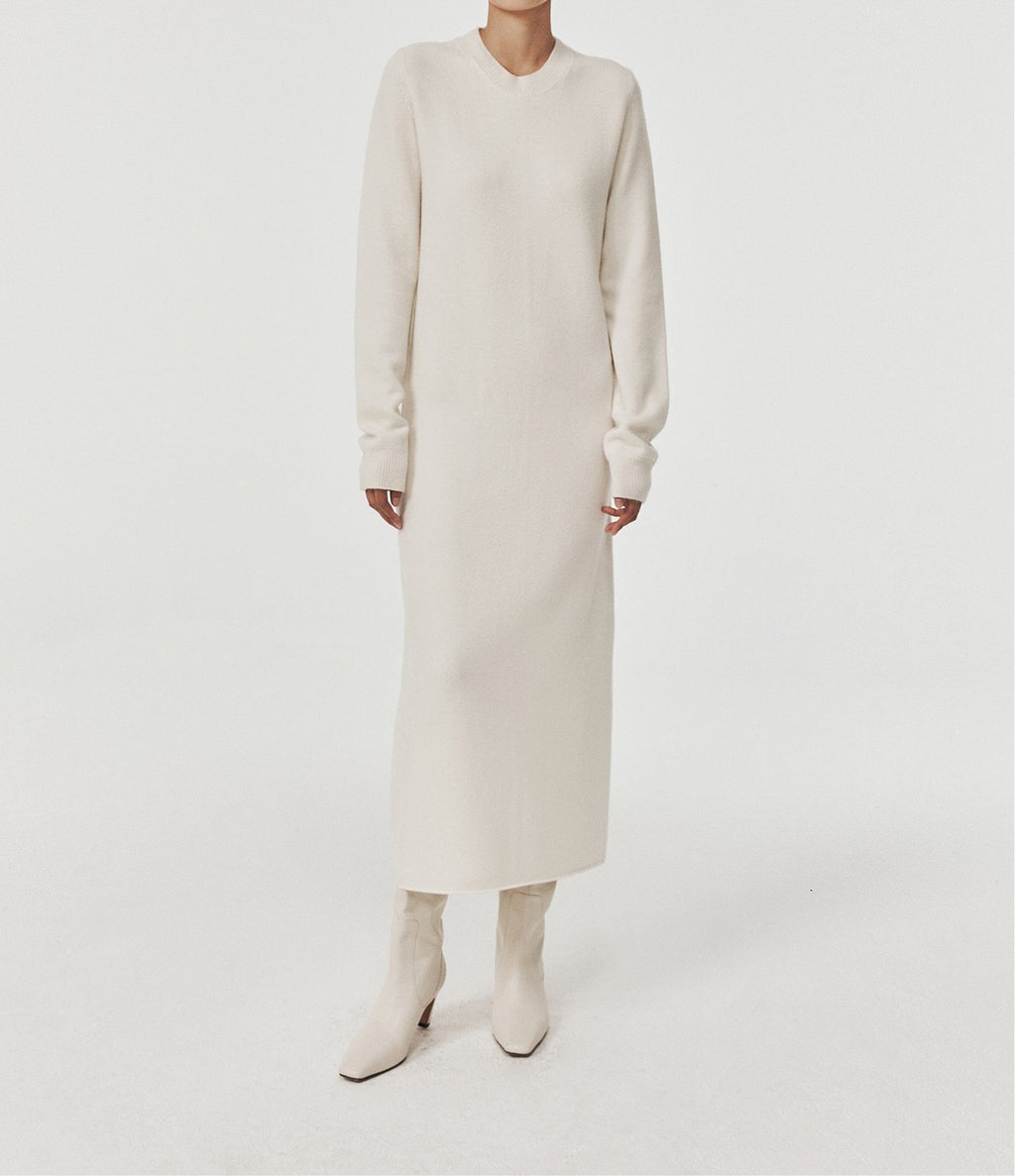 Signature Knitted Wool Dress Milk – MARCÉLA LONDON