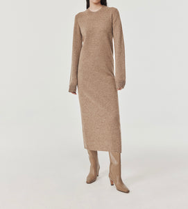 Signature Knitted Wool Dress Oatmeal